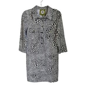 Elizabeth McKay nylon Shirt Dress Blue/white animal print Small